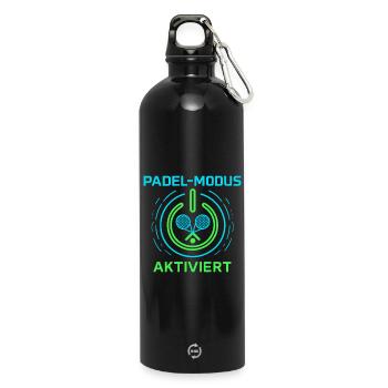 Padel mode activated - Water Bottle with carabiner 750 ml - black - Front