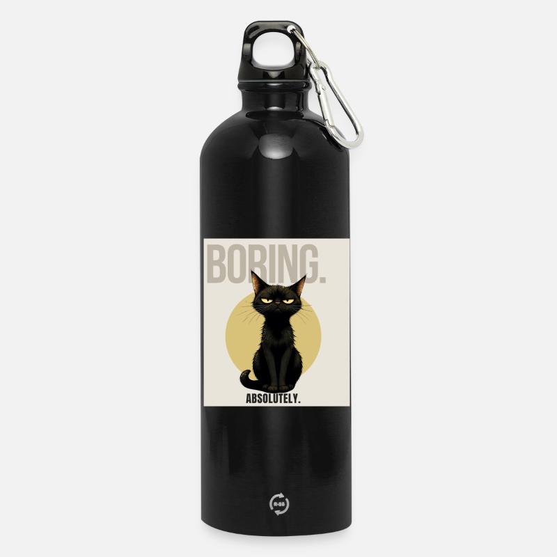 BORING. – Sarcastic Black Cat Design - Water Bottle with carabiner 750 ml - black