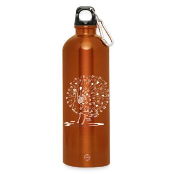 Peacock - Love for animals: art collection - Water Bottle with carabiner 750 ml - burnt orange - Front
