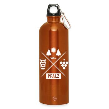 Pfälzer Mundart - Trinkflasche mit Karabiner 750 ml - Orange - Vorne