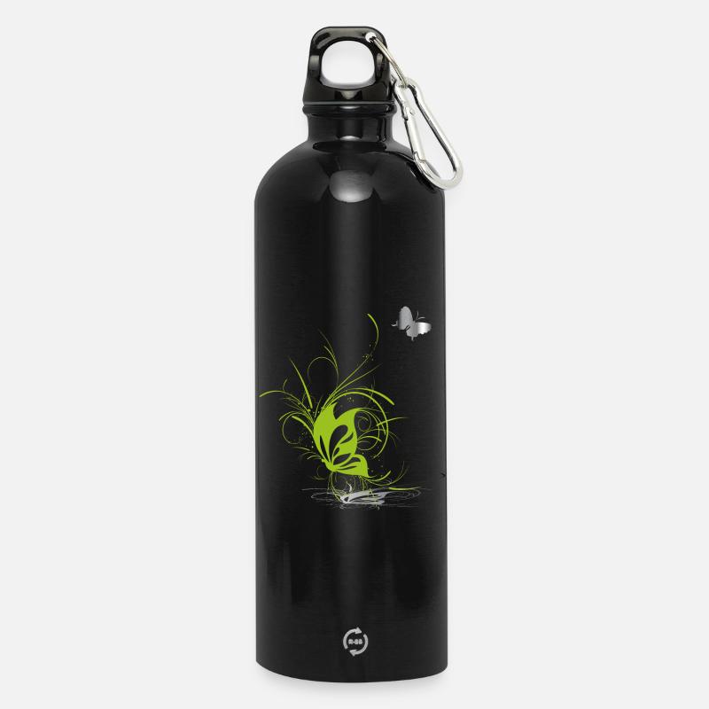 Butterfly Butterfly Spring - Water Bottle with carabiner 750 ml - black