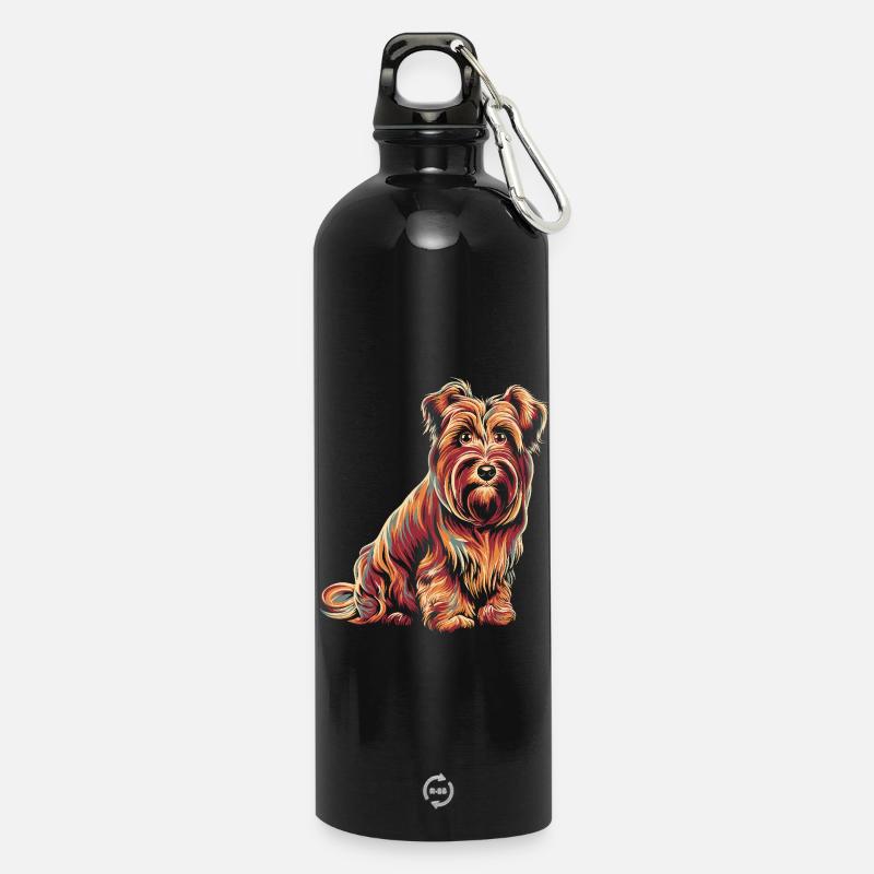 Portrait coloré de terrier - Gourde en inox avec mousqueton 750 ml - noir