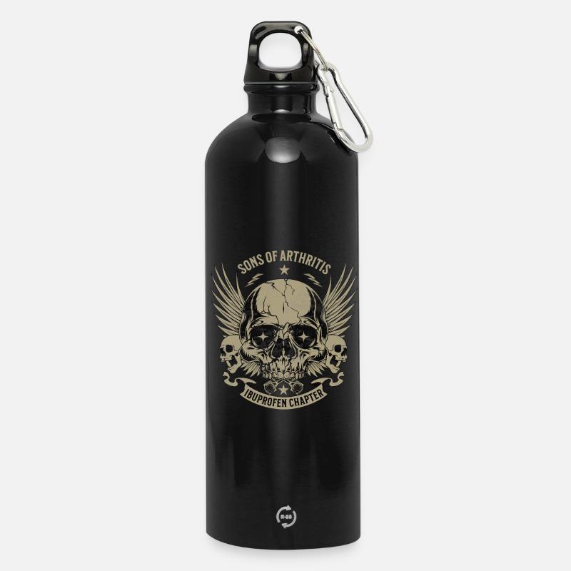 Fils de l’arthrite Ibuprofène Chapitre Motard - Gourde en inox avec mousqueton 750 ml - noir