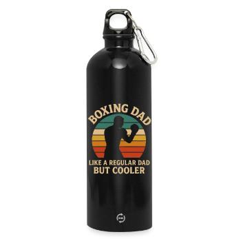 Boxen Papa Retro Sonnenuntergang Design - Trinkflasche mit Karabiner 750 ml - Schwarz - Vorne