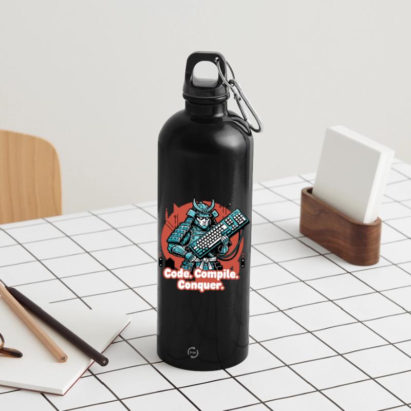 Code Battle Samurai with Keyboard Water Bottle with carabiner 750 ml