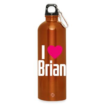 I Love Brian Pinkes Herz Ich liebe Brian - Trinkflasche mit Karabiner 750 ml - Orange - Vorne