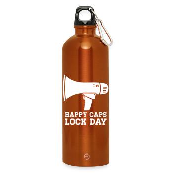 Megafon Happy Caps Lock Day Nerd  - Trinkflasche mit Karabiner 750 ml - Orange - Vorne