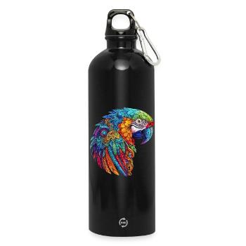 Papageien-Ara - Trinkflasche mit Karabiner 750 ml - Schwarz - Vorne