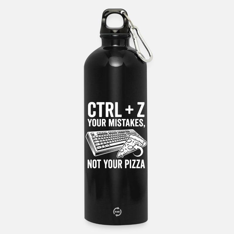 Ctrl + Z Tes erreurs Pas Pizza - Gourde en inox avec mousqueton 750 ml - noir