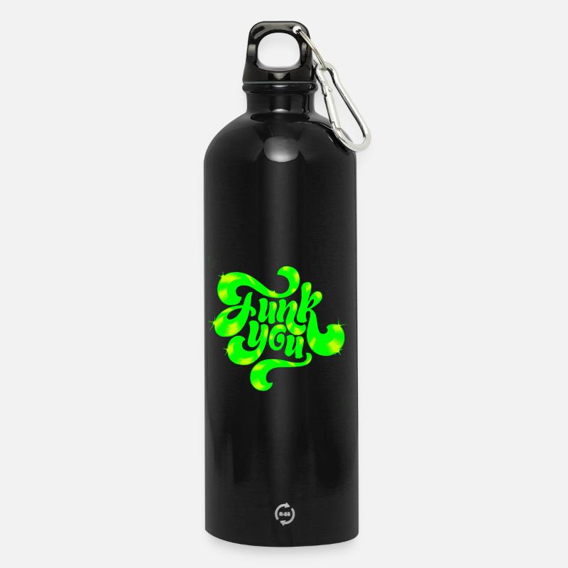Conception de texte punk néon vert - Gourde en inox avec mousqueton 750 ml - noir