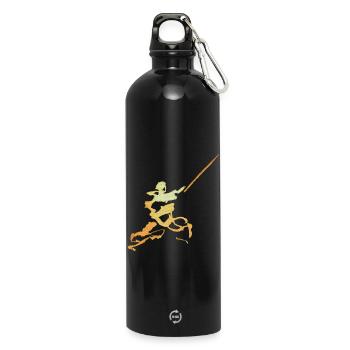 Schwertkämpfer Tusche Figur - Trinkflasche mit Karabiner 750 ml - Schwarz - Vorne