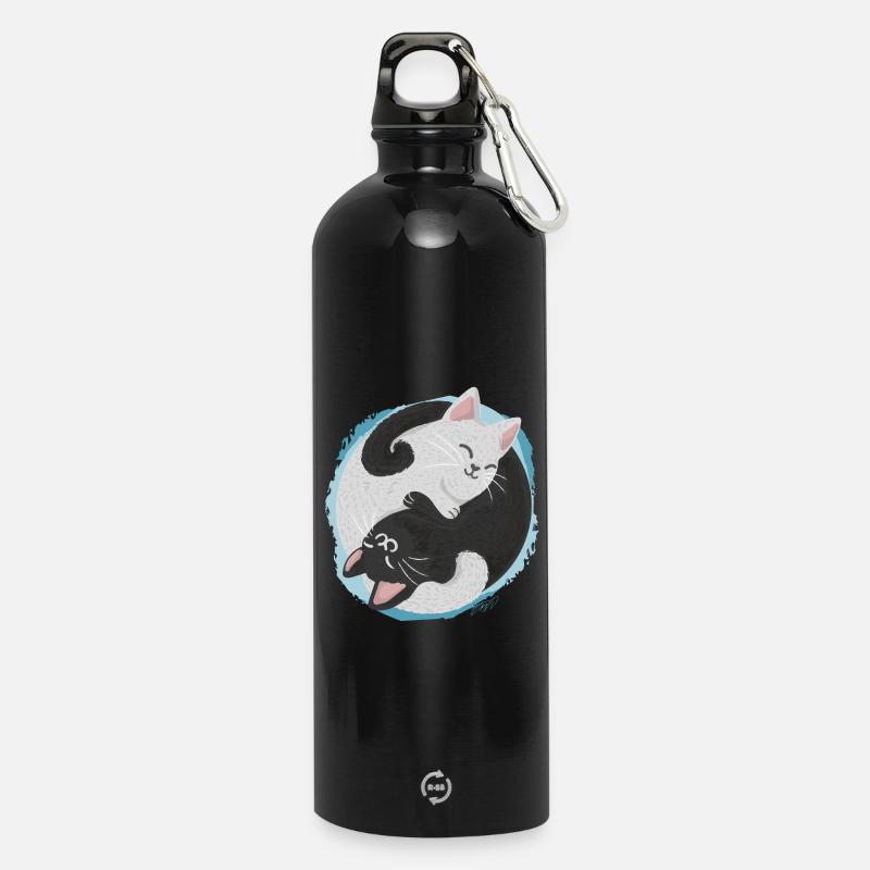 Jing Jang Cats - Water Bottle with carabiner 750 ml - black