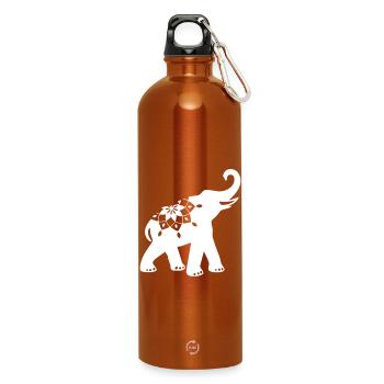 Yoga Elefant Ornament Mandala minimal Indien Tier - Trinkflasche mit Karabiner 750 ml - Orange - Vorne