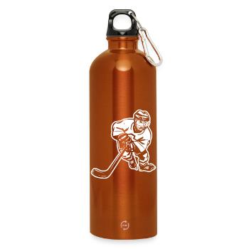 Eishockeyspieler Zeichnung - Trinkflasche mit Karabiner 750 ml - Orange - Vorne