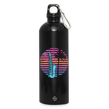 Saxophone des années 90 - Gourde en inox avec mousqueton 750 ml - noir - Devant