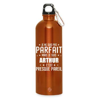 Arthur: authentic, imperfect, top, perfection - Water Bottle with carabiner 750 ml - burnt orange - Front