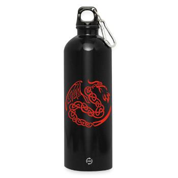 Roter keltischer Drache - Trinkflasche mit Karabiner 750 ml - Schwarz - Vorne