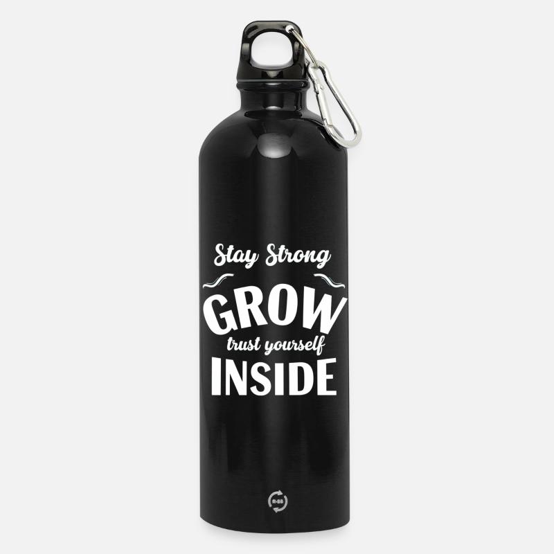 Bleib stark, wachse in dir selbst - Trinkflasche mit Karabiner 750 ml - Schwarz