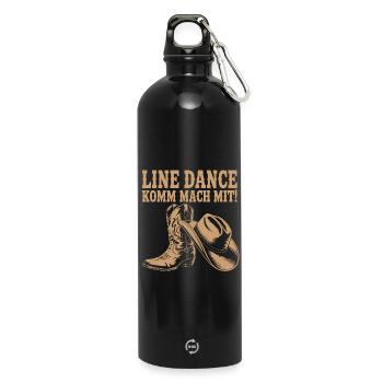 Danse en ligne Venez nous rejoindre ! Bottes western au chapeau de cowboy - Gourde en inox avec mousqueton 750 ml - noir - Devant