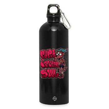 Neon Pink Graffiti Monster - Water Bottle with carabiner 750 ml - black - Front