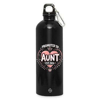 Tante 2026 Tante 2026 Befördert zu Tante 2026 - Trinkflasche mit Karabiner 750 ml - Schwarz - Vorne