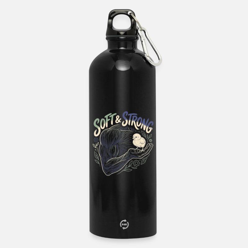 Soft And Strong Men - Water Bottle with carabiner 750 ml - black
