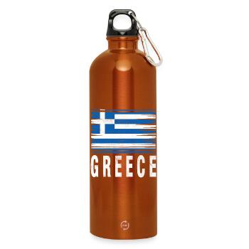 Pinselstrich Flagge Griechenland - Trinkflasche mit Karabiner 750 ml - Orange - Vorne
