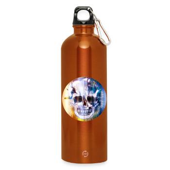 extravaganter Totenkopf in bunt schimmernder Farbe - Trinkflasche mit Karabiner 750 ml - Orange - Vorne