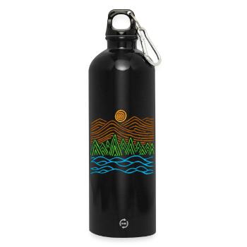 Seltsame Landschaft - Trinkflasche mit Karabiner 750 ml - Schwarz - Vorne