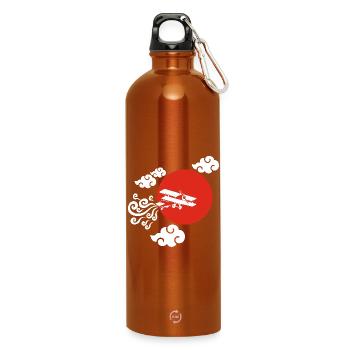 Weißes Flugzeug und rote Sonne - Trinkflasche mit Karabiner 750 ml - Orange - Vorne