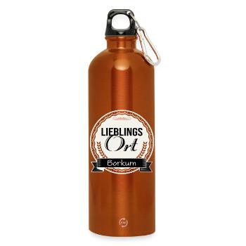 Lieblingsort Borkum - Trinkflasche mit Karabiner 750 ml - Orange - Vorne