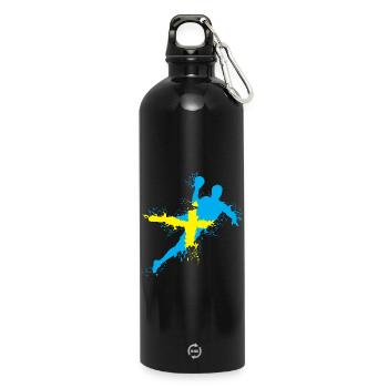 Équipe de handball Suède Lancer Explosion EC Logo icône - Gourde en inox avec mousqueton 750 ml - noir - Devant