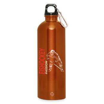 Eishockey Passion - Trinkflasche mit Karabiner 750 ml - Orange - Vorne