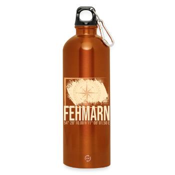 Fehmarn Koordinaten - Trinkflasche mit Karabiner 750 ml - Orange - Vorne