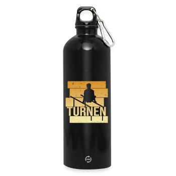 Turnen - Trinkflasche mit Karabiner 750 ml - Schwarz - Vorne