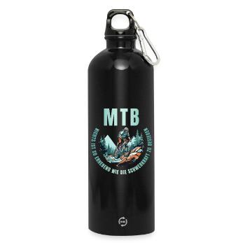 MTB: Nichts ist so erhebend wie die Schwerkraft... - Trinkflasche mit Karabiner 750 ml - Schwarz - Vorne