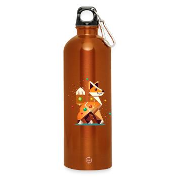 Fuchs im Lebkuchen Stil– Kreatives Weihnachtsmotiv - Trinkflasche mit Karabiner 750 ml - Orange - Vorne