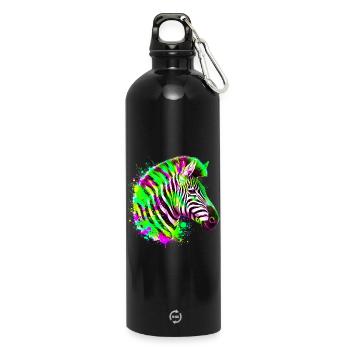 Zèbre - Gourde en inox avec mousqueton 750 ml - noir - Devant