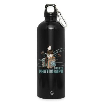 Born to Photograph - Trinkflasche mit Karabiner 750 ml - Schwarz - Vorne
