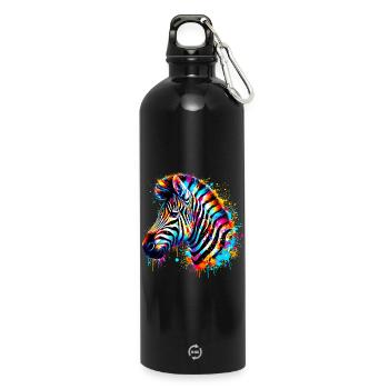 Zèbre - Gourde en inox avec mousqueton 750 ml - noir - Devant