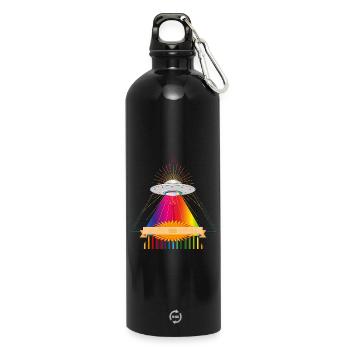 OVNI sur un triangle arc-en-ciel lumineux - Gourde en inox avec mousqueton 750 ml - noir - Devant