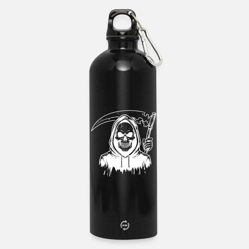 Grim Reaper Skull Design - Trinkflasche mit Karabiner 750 ml - Schwarz