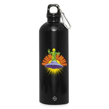 Vaisseau et Extraterrestre Retro - Gourde en inox avec mousqueton 750 ml - noir - Devant