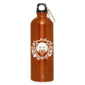 Bear crest shield illustration - Water Bottle with carabiner 750 ml - burnt orange - Front
