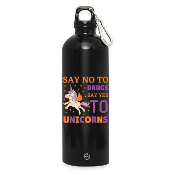 No drugs yes to unicorns - Trinkflasche mit Karabiner 750 ml - Schwarz - Vorne