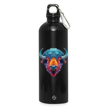Bison - Trinkflasche mit Karabiner 750 ml - Schwarz - Vorne