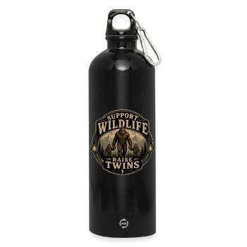 Soutenez la Vie Sauvage : Élevez des Jumeaux - Gourde en inox avec mousqueton 750 ml - noir - Devant