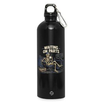 En Attente De Pièces | Humour Bricolage Garage - Gourde en inox avec mousqueton 750 ml - noir - Devant