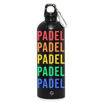 Padel Game Tennis Padel Saying Player Leisure - Water Bottle with carabiner 750 ml - black - Front