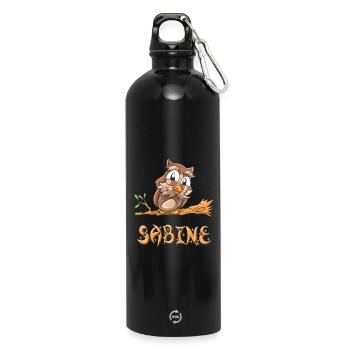 Eule Sabine - Trinkflasche mit Karabiner 750 ml - Schwarz - Vorne